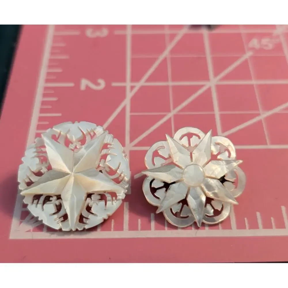 Antique Mother of Pearl Star of Bethlehem Made in Bethlehem & 7 Point Star Pins